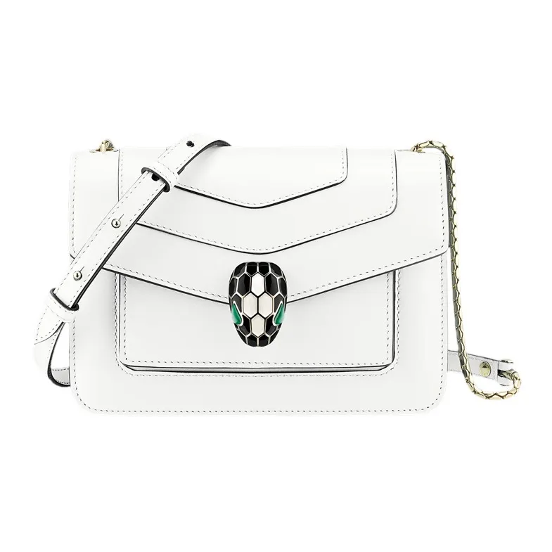 BVLGARI Calfskin Crossbody Bag, Shoulder Bag Trumpets Women's White Agate Color