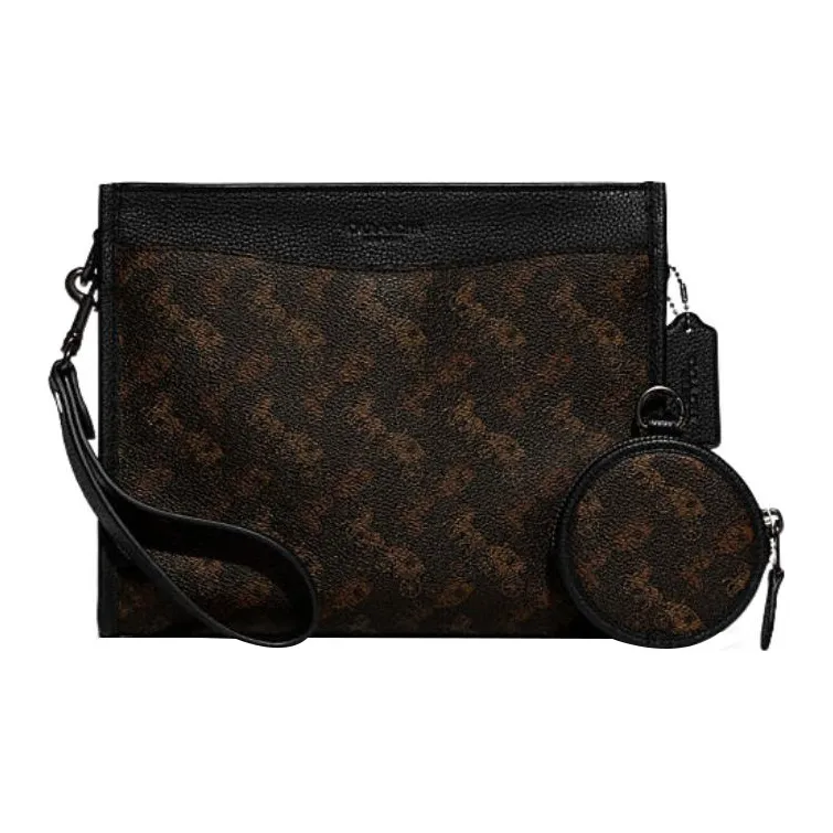 COACH Hitch Artificial Leather Storage Bag, Combo Bag, Shoulder Bag, Crossbody Bag Medium Size Men's Dark Brown