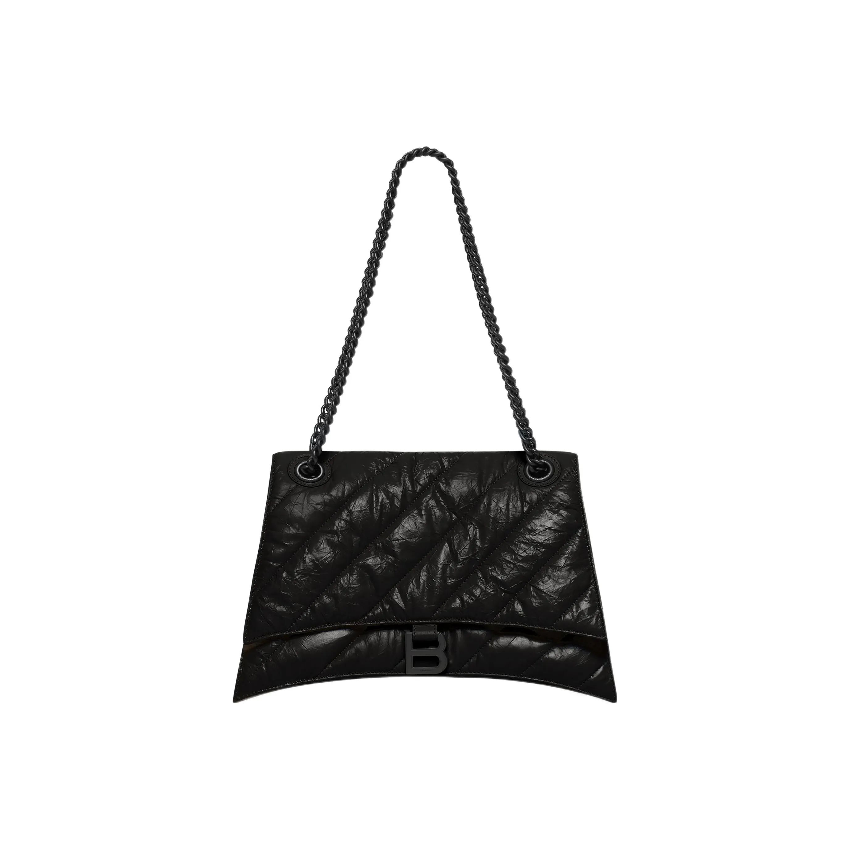 Balenciaga Crush Medium Chain Quilted Bag Black