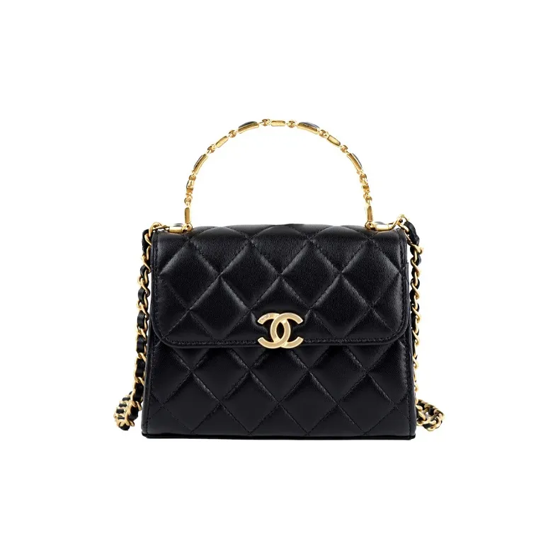 CHANEL Sheepskin Kelly Bag, Shoulder Bag, Crossbody Bag, Handbag Medium Size Women's Black