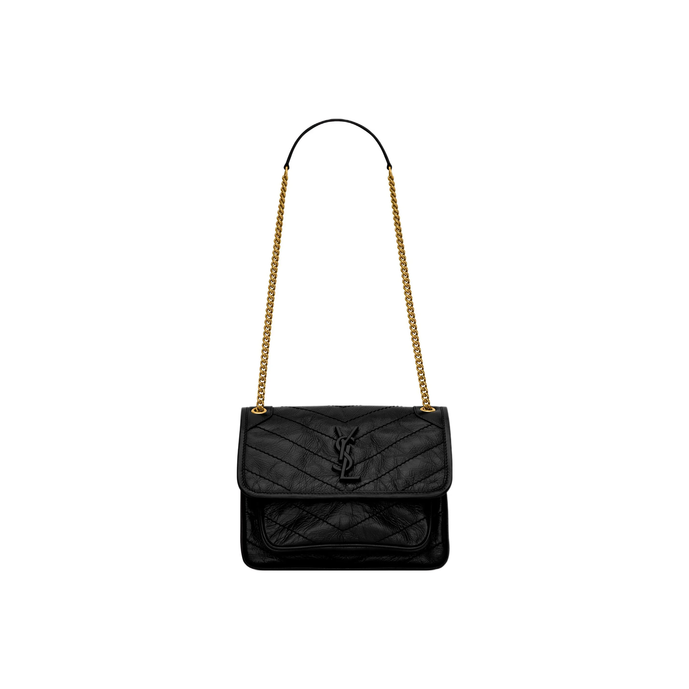 SAINT LAURENT Cow Leather Hobo Bag, Portable Crossbody Bag, Shoulder Bag Women's Black