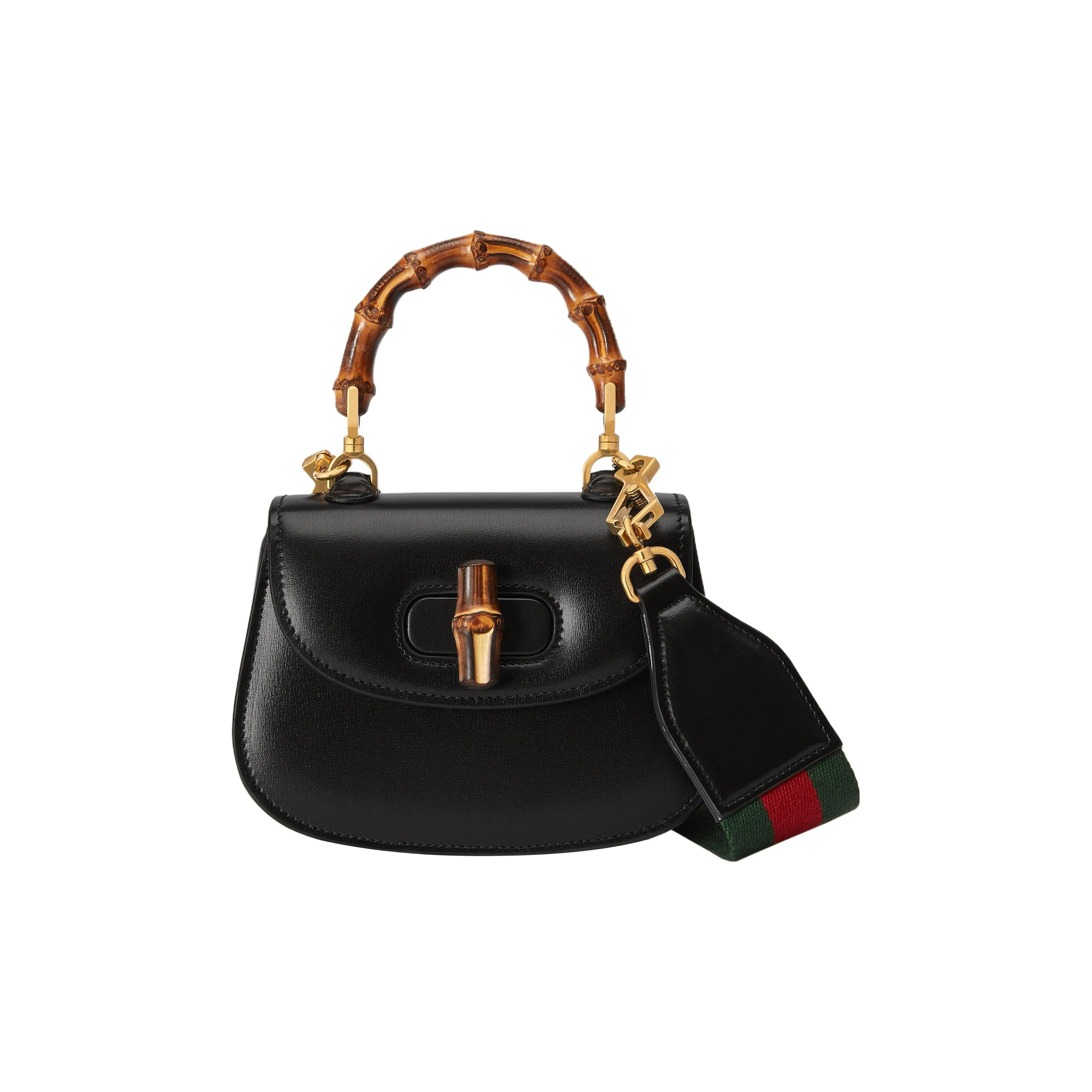 GUCCI Bamboo 1947 Leather Bamboo Bag Handbag, Shoulder Bag Mini Women's Black/Brown