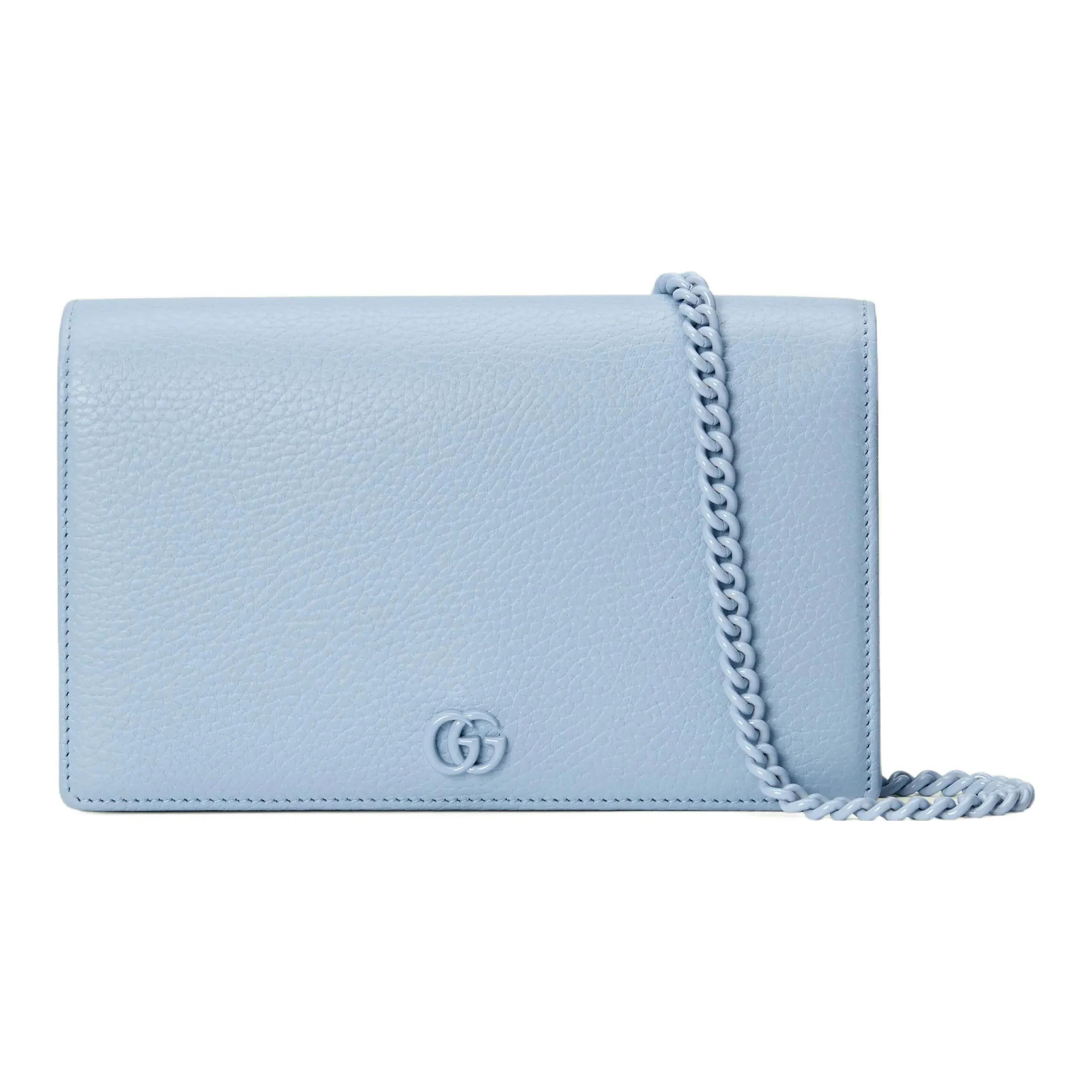 GUCCI GG Marmont Leather Chain Bag Shoulder Bag Crossbody Bag Mini Women's Light Blue