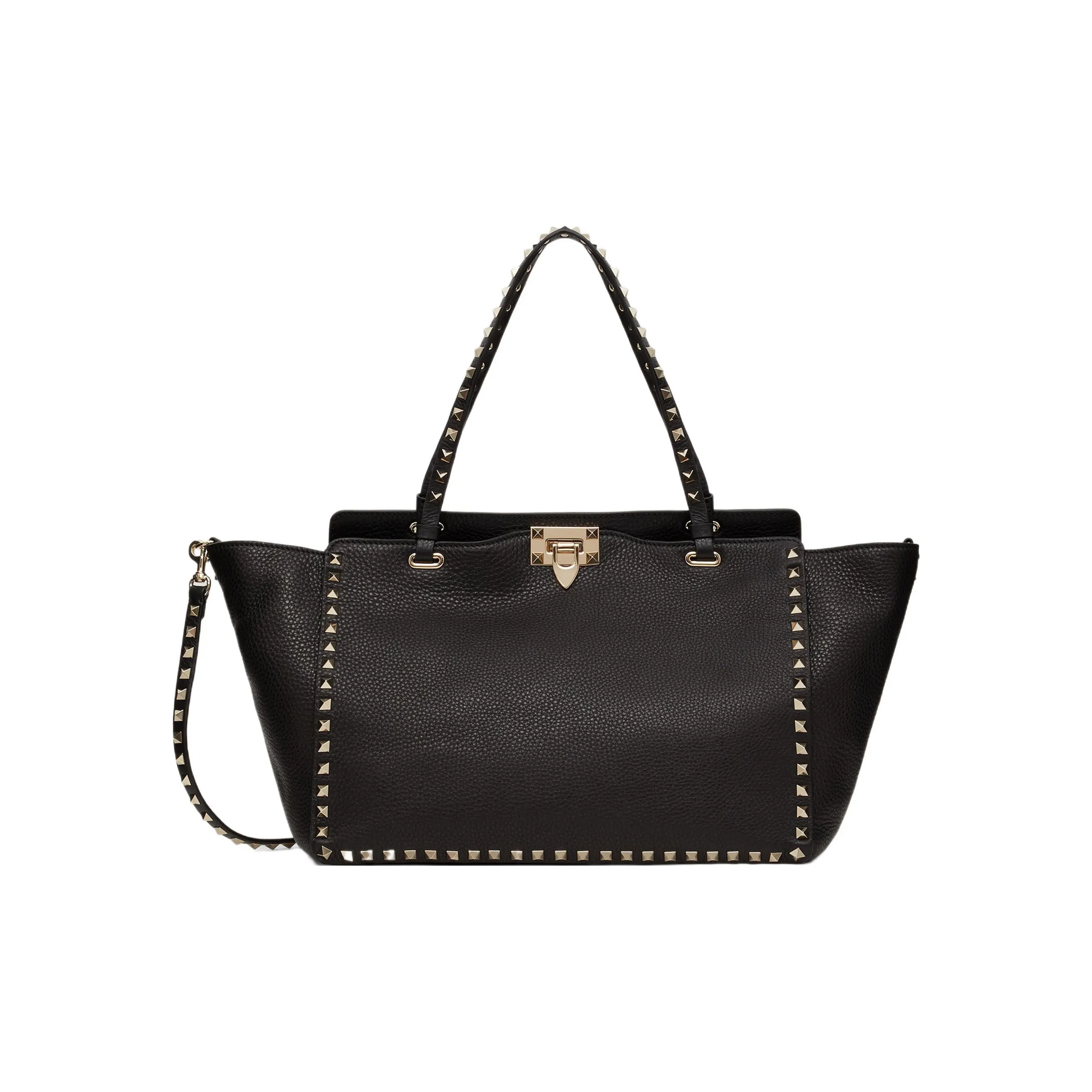 Valentino ROCKSTUD Grain Calfskin Handbag, Shoulder Bag, Crossbody Bag, Handbag Medium Size Women's Black