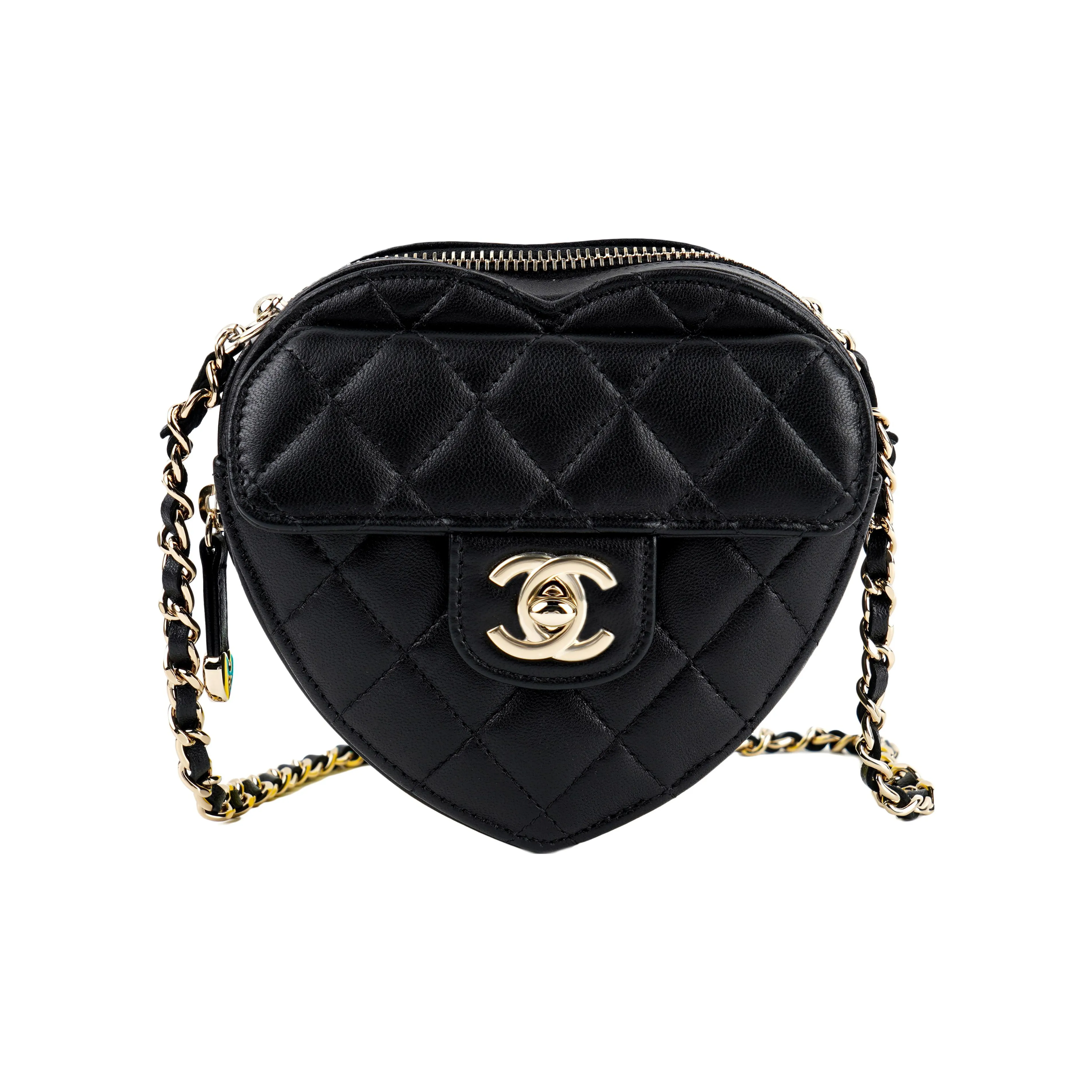 CHANEL Lambskin Heart Bag, Portable Crossbody Bag, Shoulder Bag Women's Black
