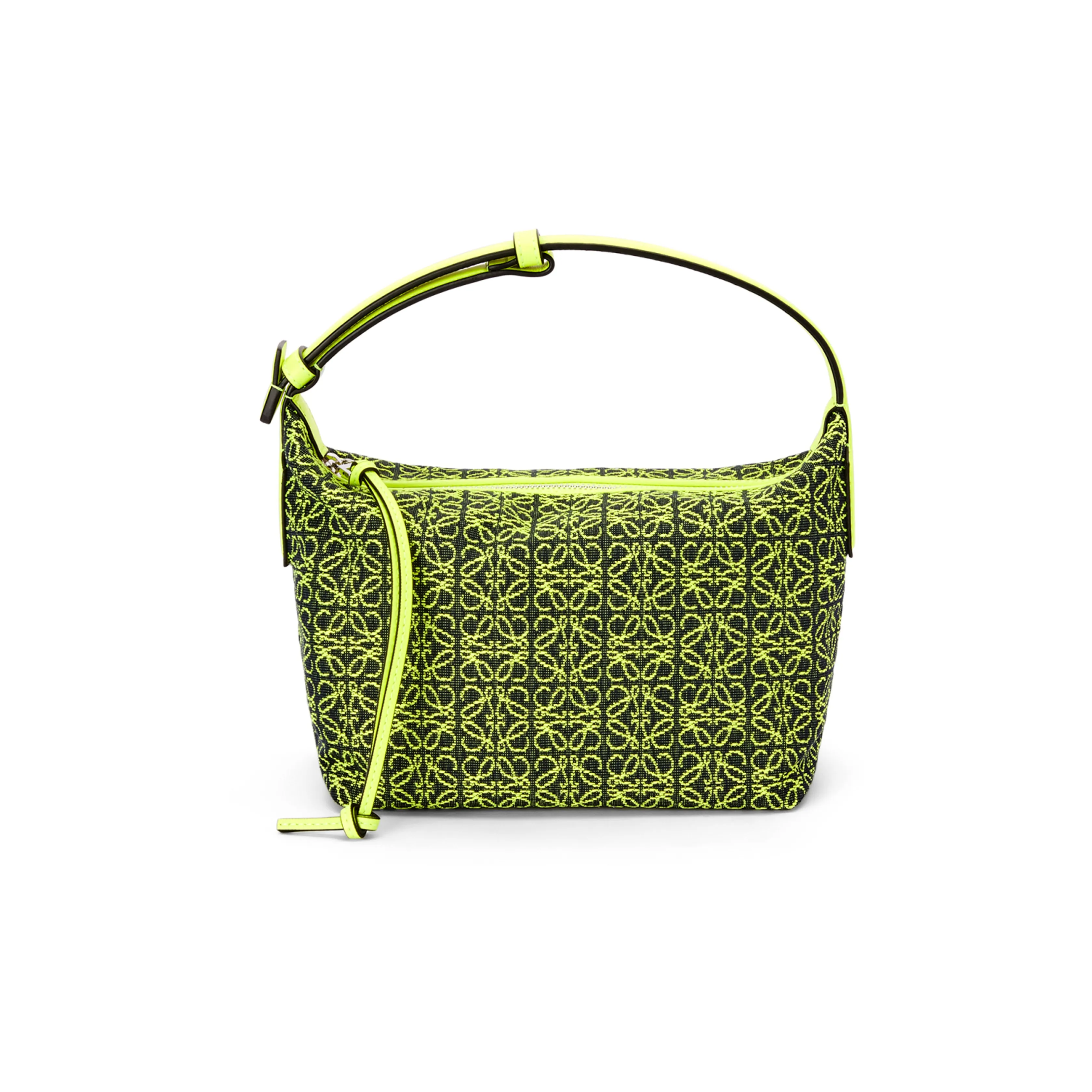 LOEWE Cubi Cow Leather With Fabric Lunch Bag Handbag Trumpets Women's Neon Green