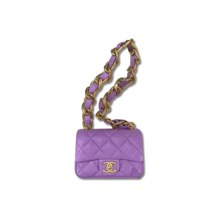 CHANEL 22SS Lambskin Flap Bag, Shoulder Bag, Crossbody Bag Mini Women's Purple