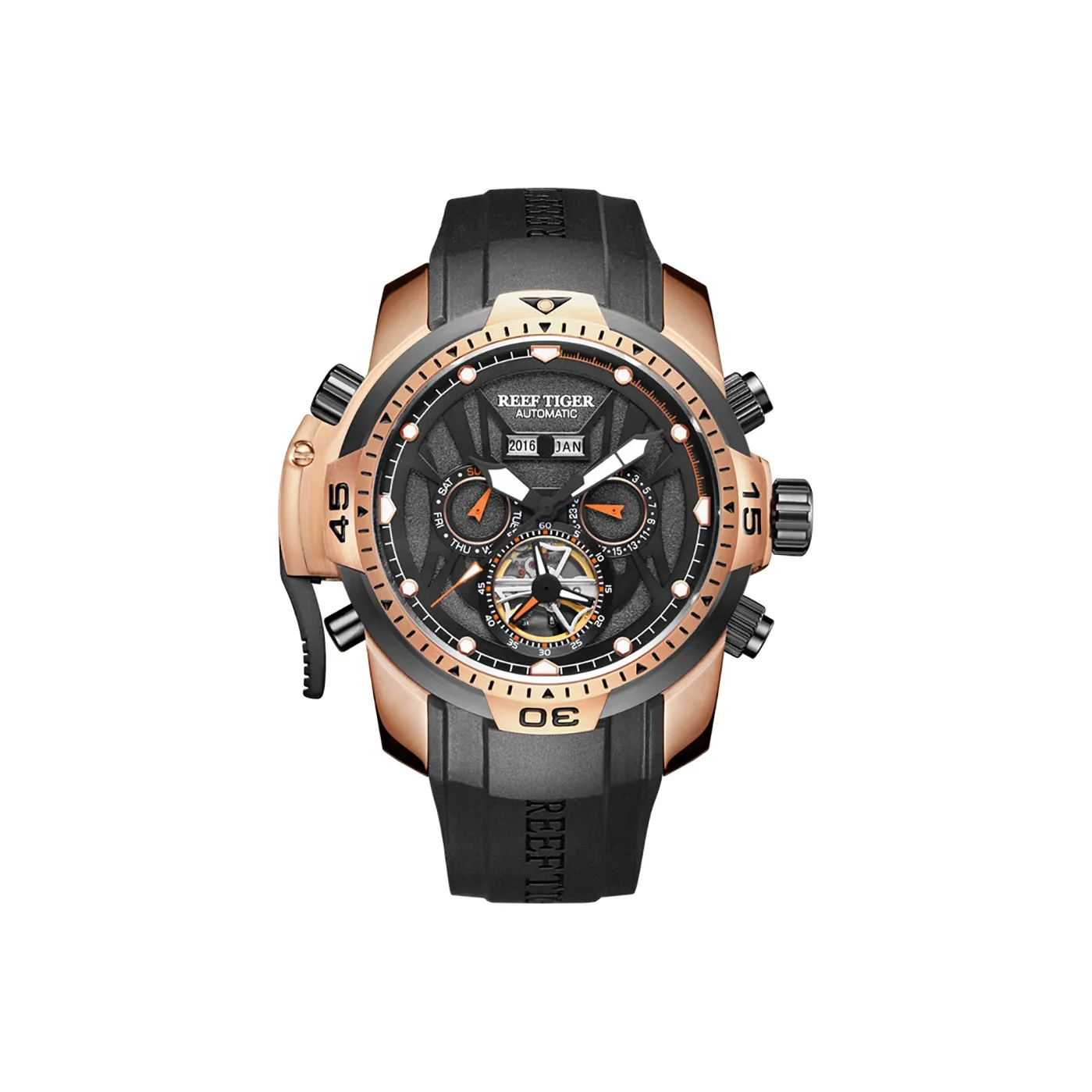 REEF TIGER Aurora Collection Transformers Автоматический Механический Механизм Часы Мужские Черный Циферблат RGA3532 JMHC