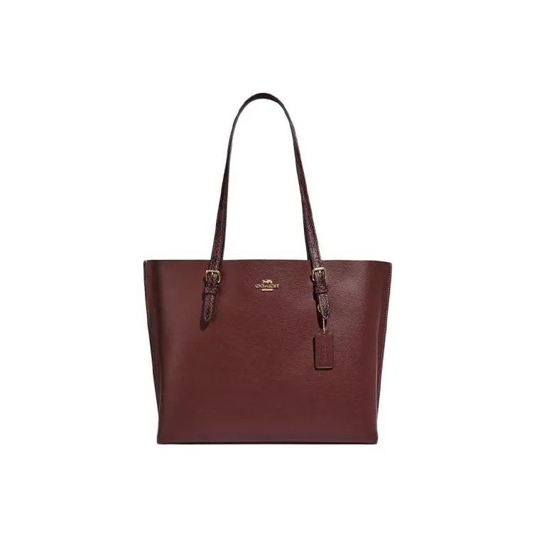 COACH Mollie Cow Leather Tote Bag, Shopping Bag, Shoulder Bag, Handbag Tubas Women's Burgundy
