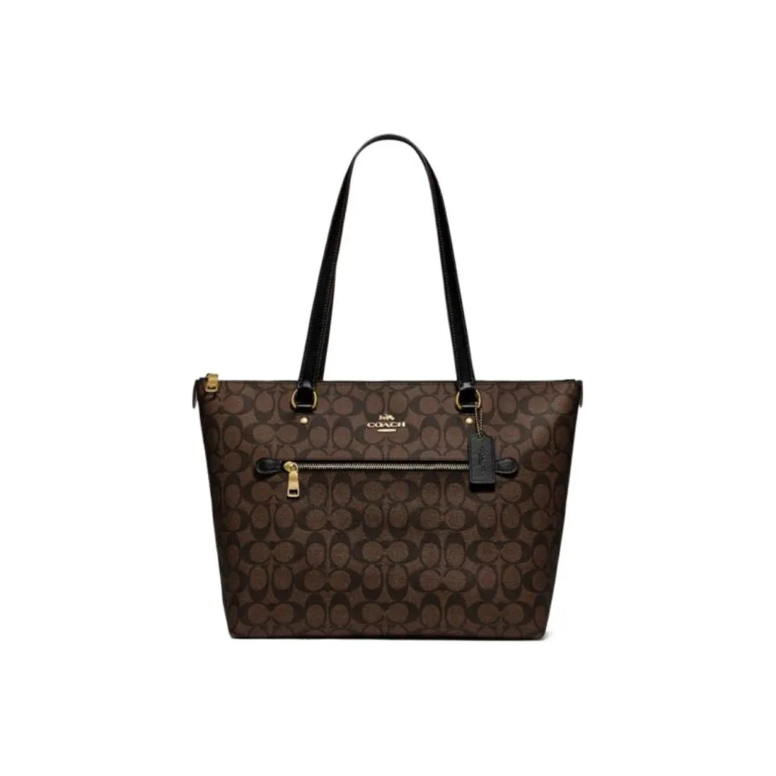 COACH Gallery Холст и Кожа Canvas Сумка Сумка-тоут Сумка для покупок Сумка через плечо Женская Темно-Коричневая