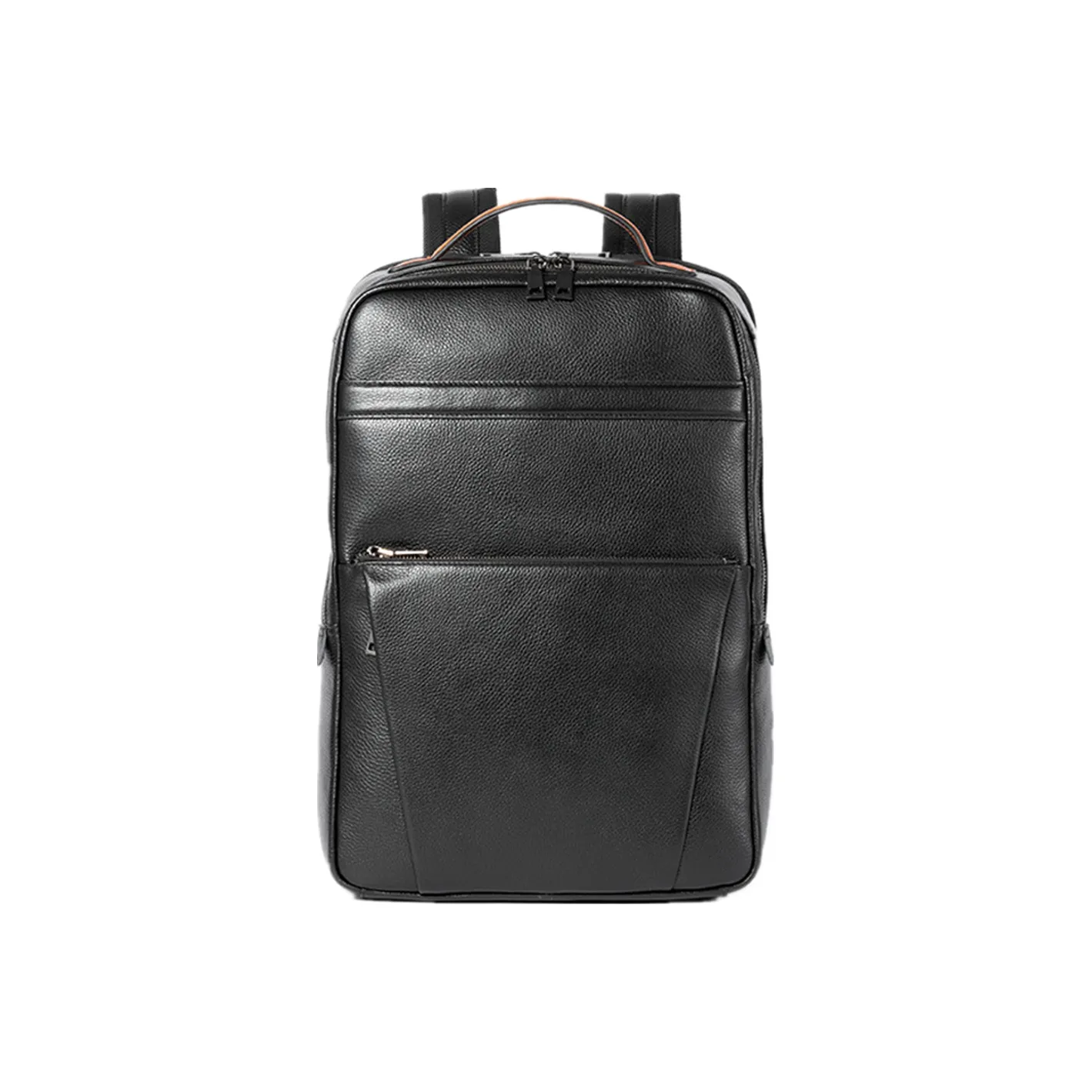 NOMK Рюкзак из крупнозернистой текстуры коровьей кожи стандартный мужской черный