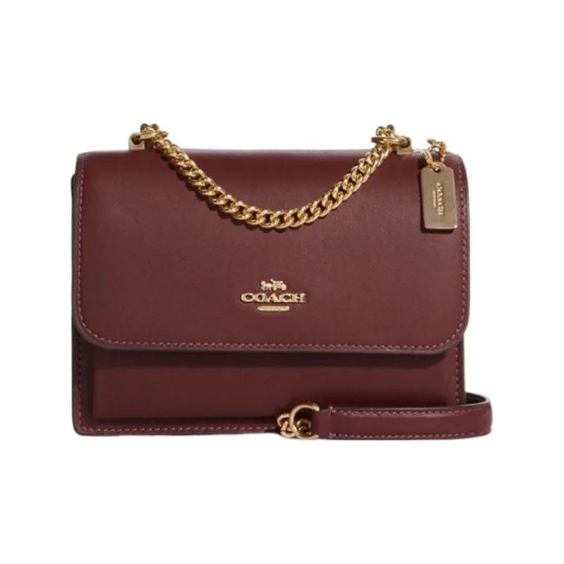 COACH Klare With Cow Leather And Sheepskin Shoulder Bag, Crossbody Bag Mini Women's Burgundy