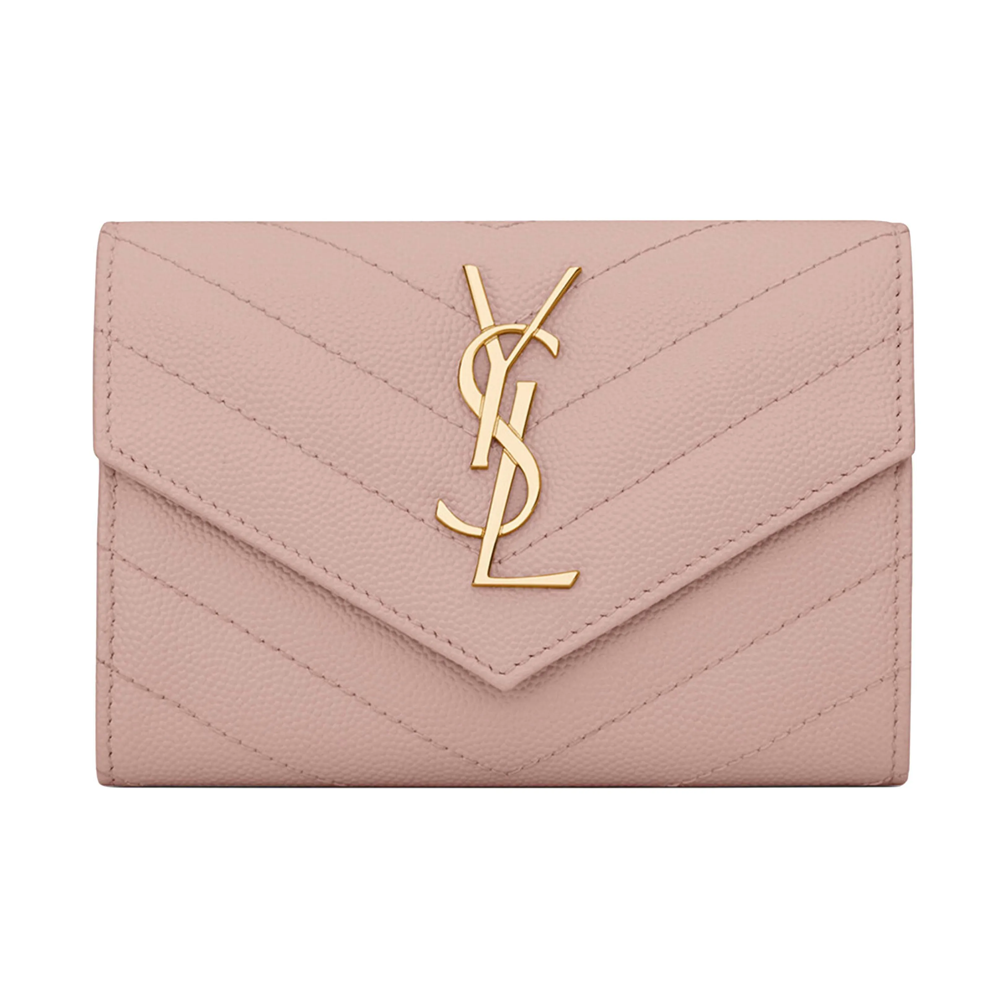 SAINT LAURENT CASSANDRE Cow Leather Wallet Regular Women's Light Pink