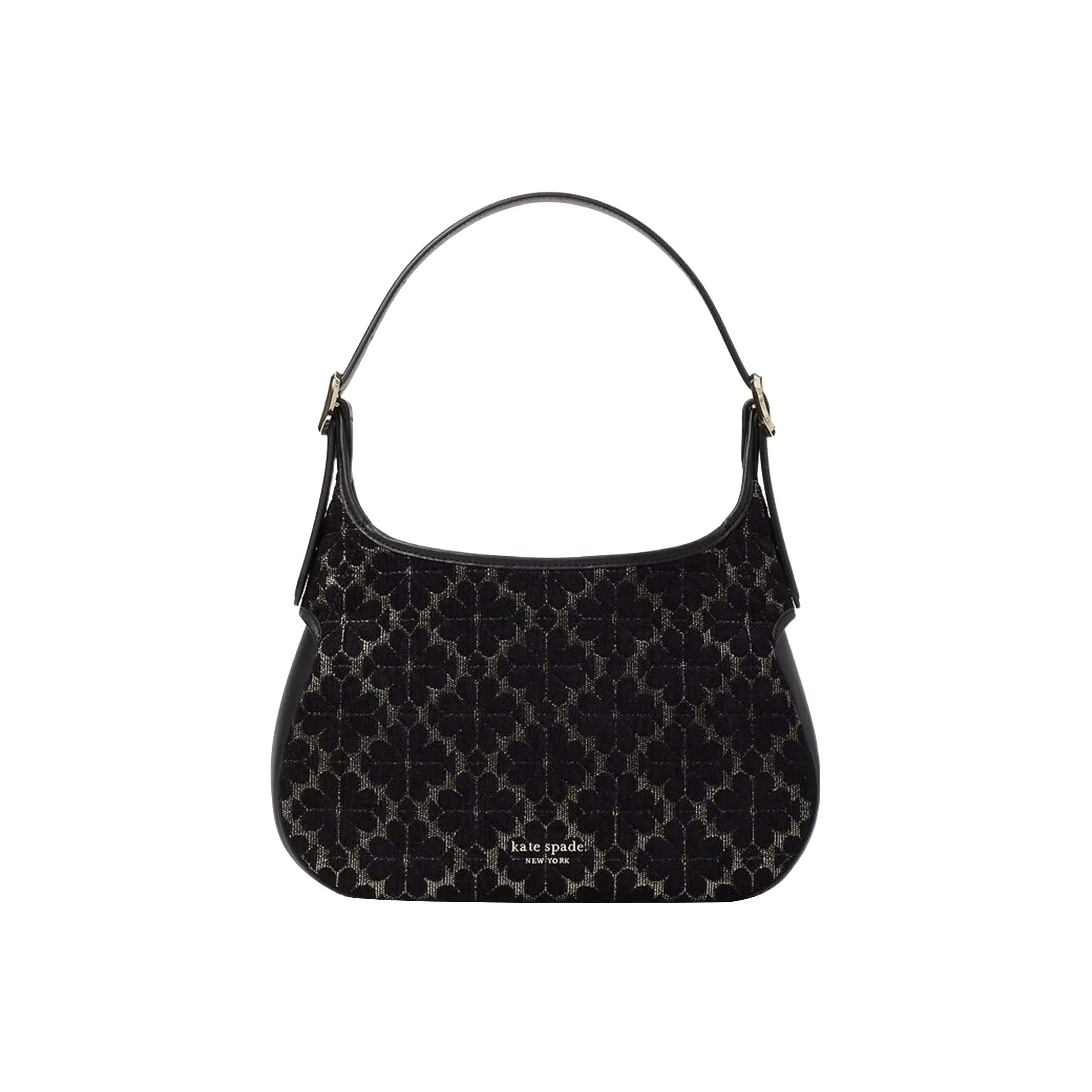 Kate Spade Fabric With Smooth Leather Trim Hobo Bag Shoulder Bag Portable Crossbody Bag Shoulder Bag Women's Black