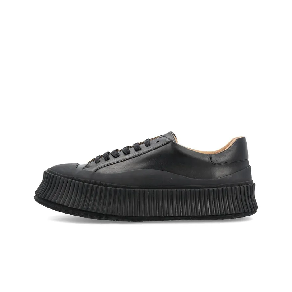 JIL SANDER Lace up Leather Platform Sneakers