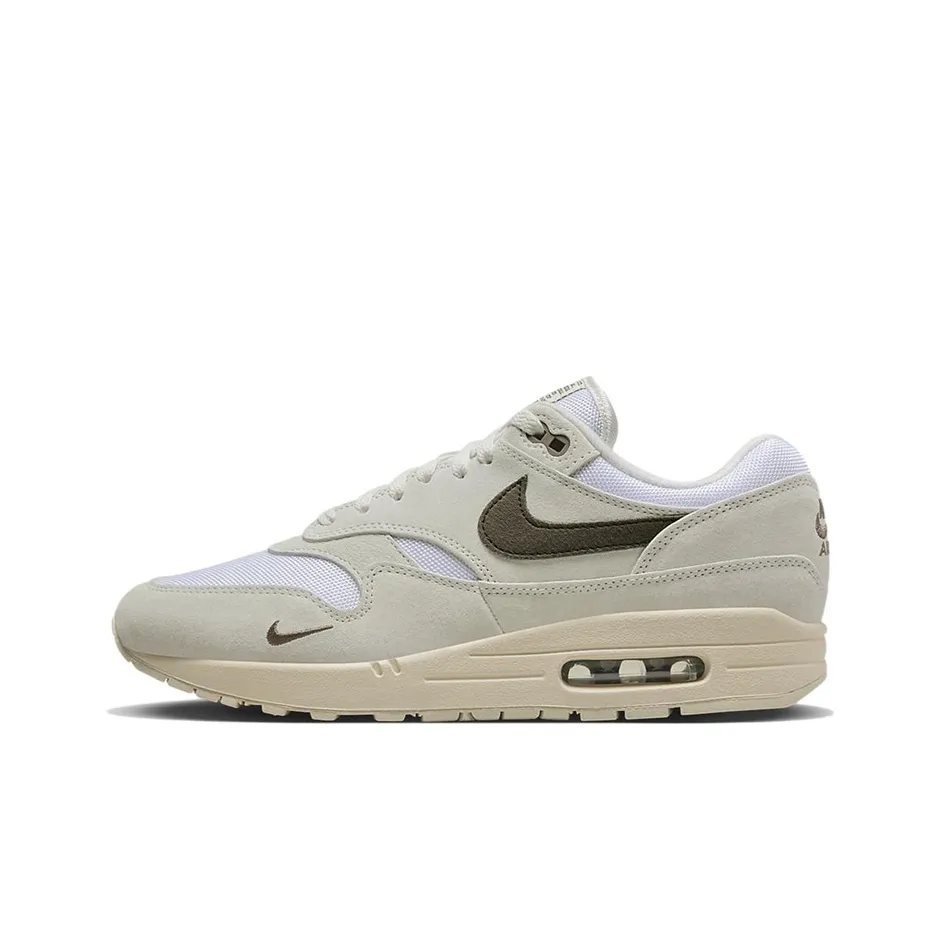 Nike Air Max 1 Low Топ Беговые кроссовки Унисекс Белый Светло-коричневый