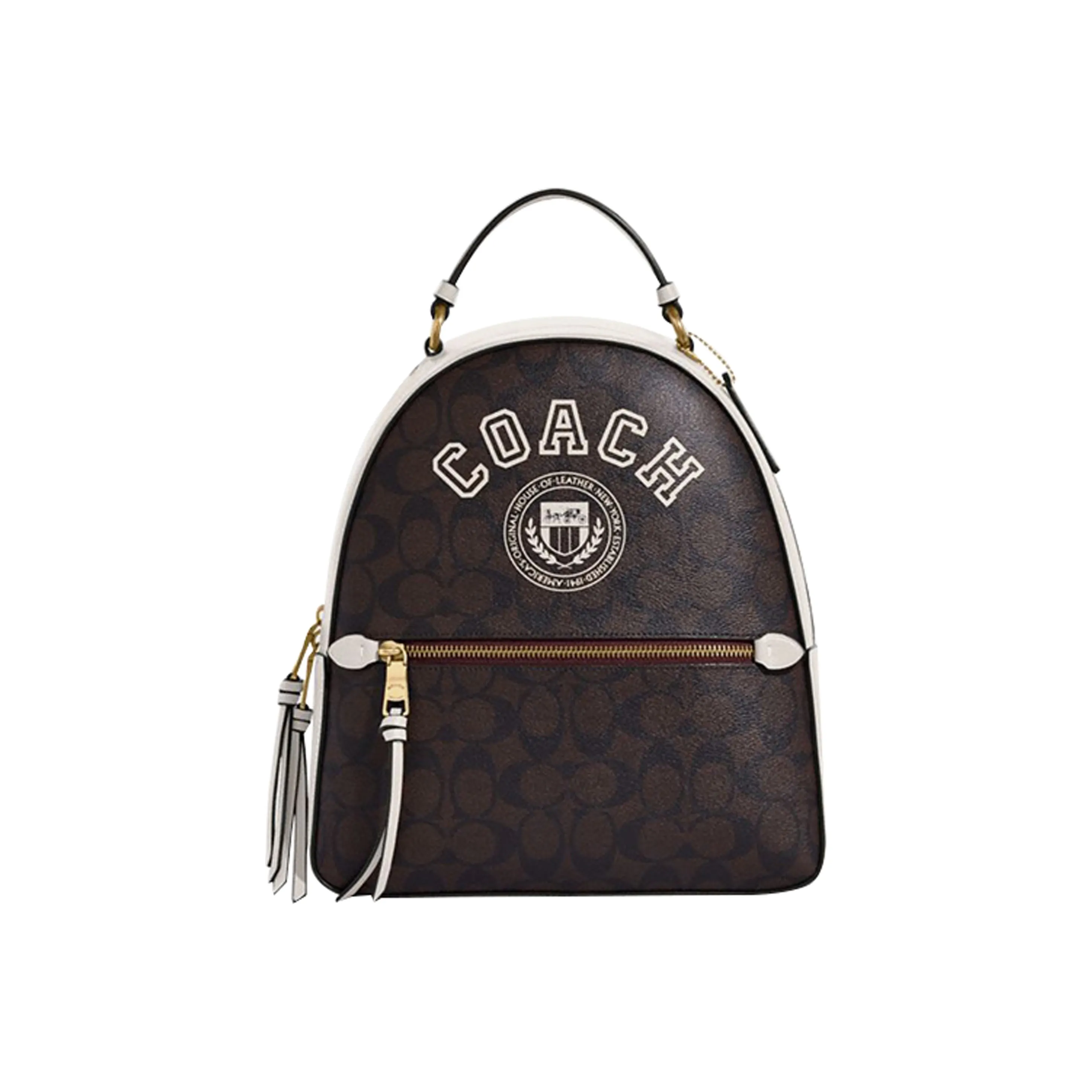 COACH Jordyn Artificial Leather Backpack Large Size Women's Brown & Chalk White