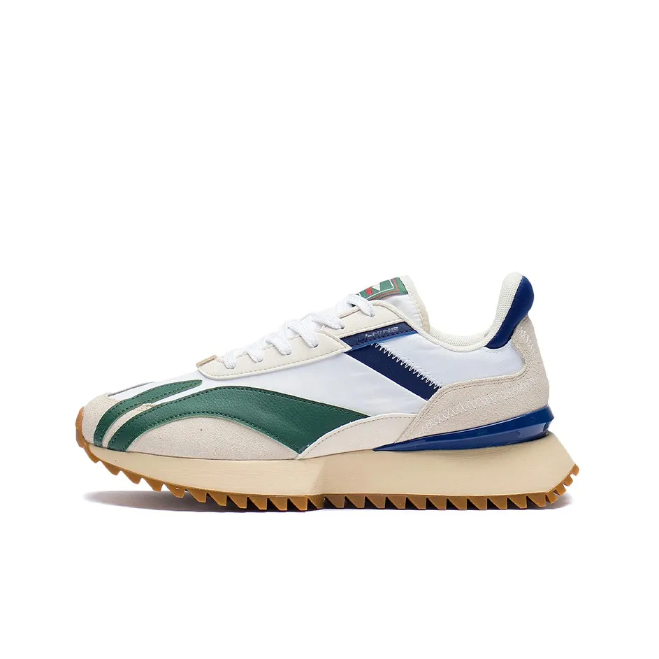 LiNing Shock Absorbers Slip Resistant, Abrasion Resistant, Lightweight Low Top Sports Casual Shoes Men's White Green