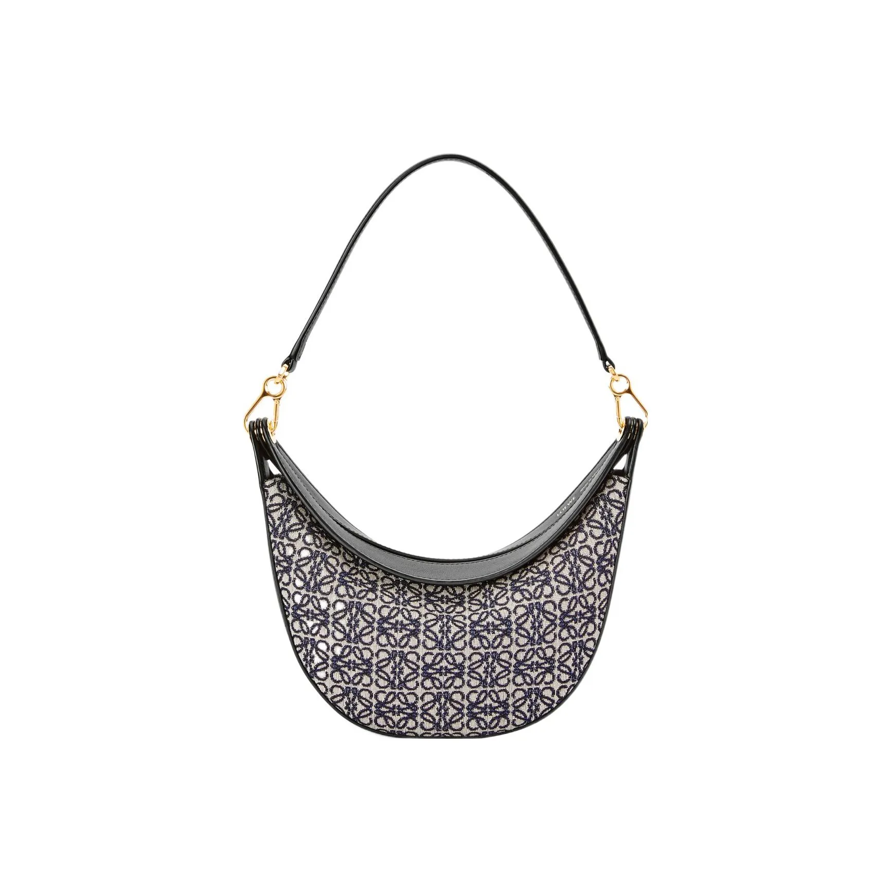 LOEWE Luna Anagram Jacquard With Classic Calfskin Hobo Bag, Handbag, Shoulder Bag Women's Marine Blue/Black