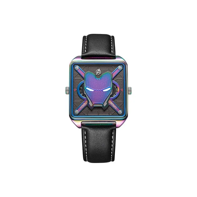 MARVEL Кварцевый механизм кожаный ремешок мужские часы фиолетовый циферблат модель M 9291ZBZ