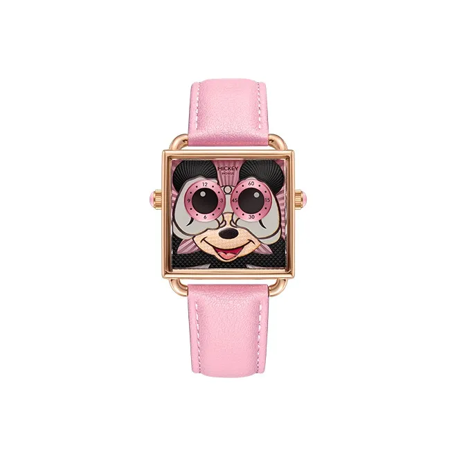 Disney Minnie Series Кварцевый механизм Кожаный ремешок Часы Женские Многоцветный циферблат MK 11496P