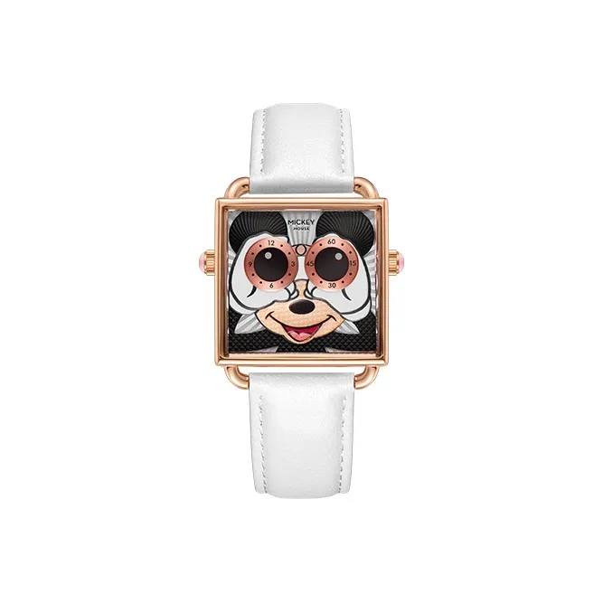 Disney Minnie Series Кварцевый механизм Кожаный ремешок Часы Женские Многоцветный циферблат MK 11496W