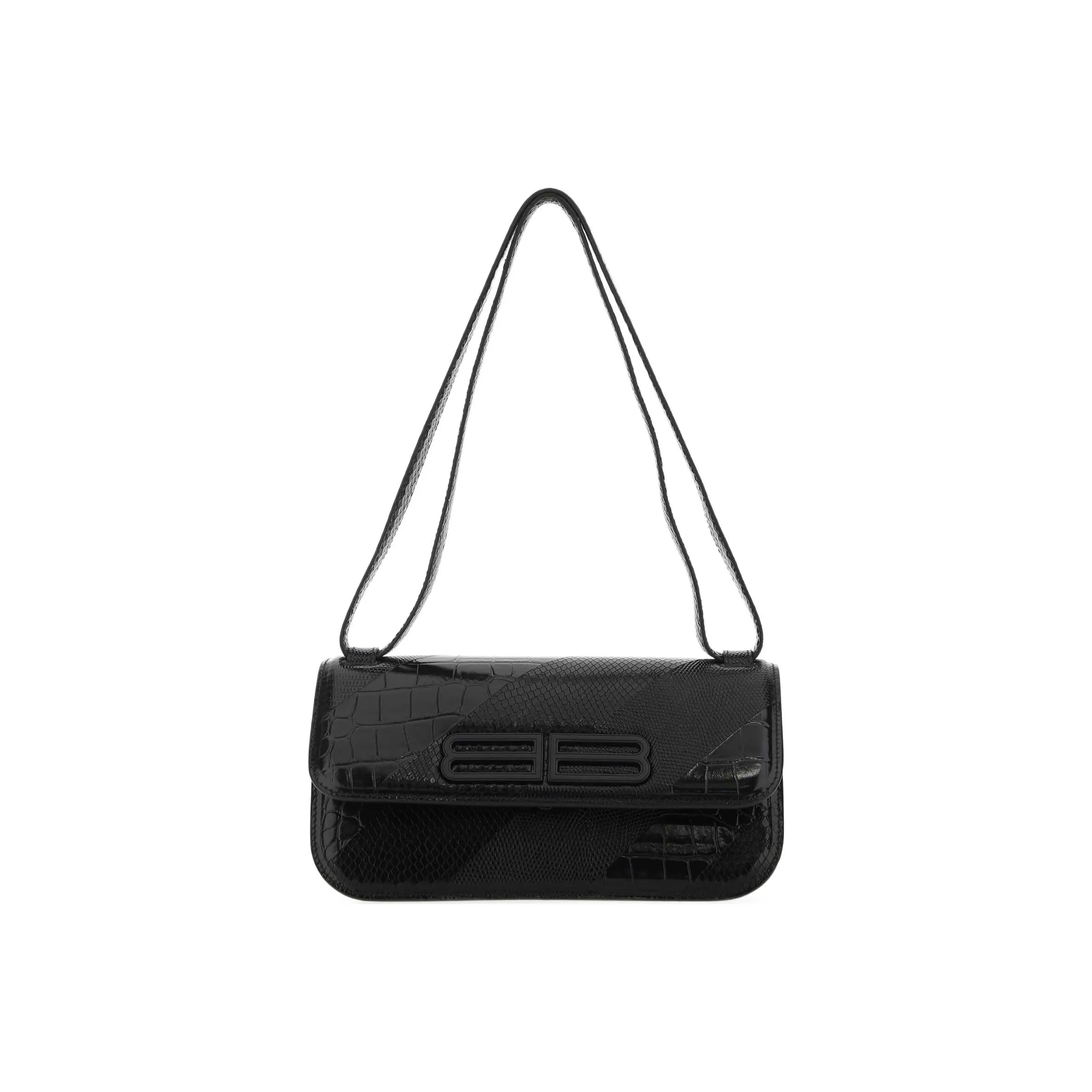 Balenciaga Logo Plaque Foldover Shoulder Bag