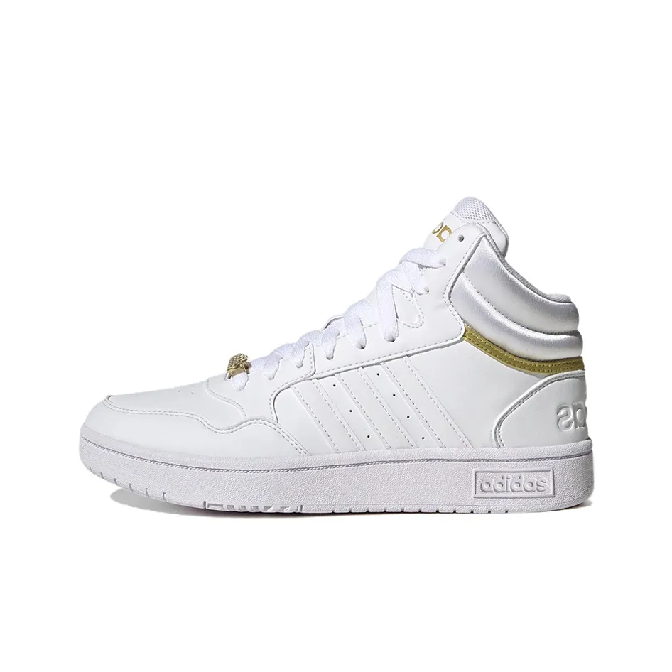 ADIDAS NEO Hoops 3,0 Устойчивые к истиранию MID Топ Скейтборд Кроссовки Женские Белые Золотые