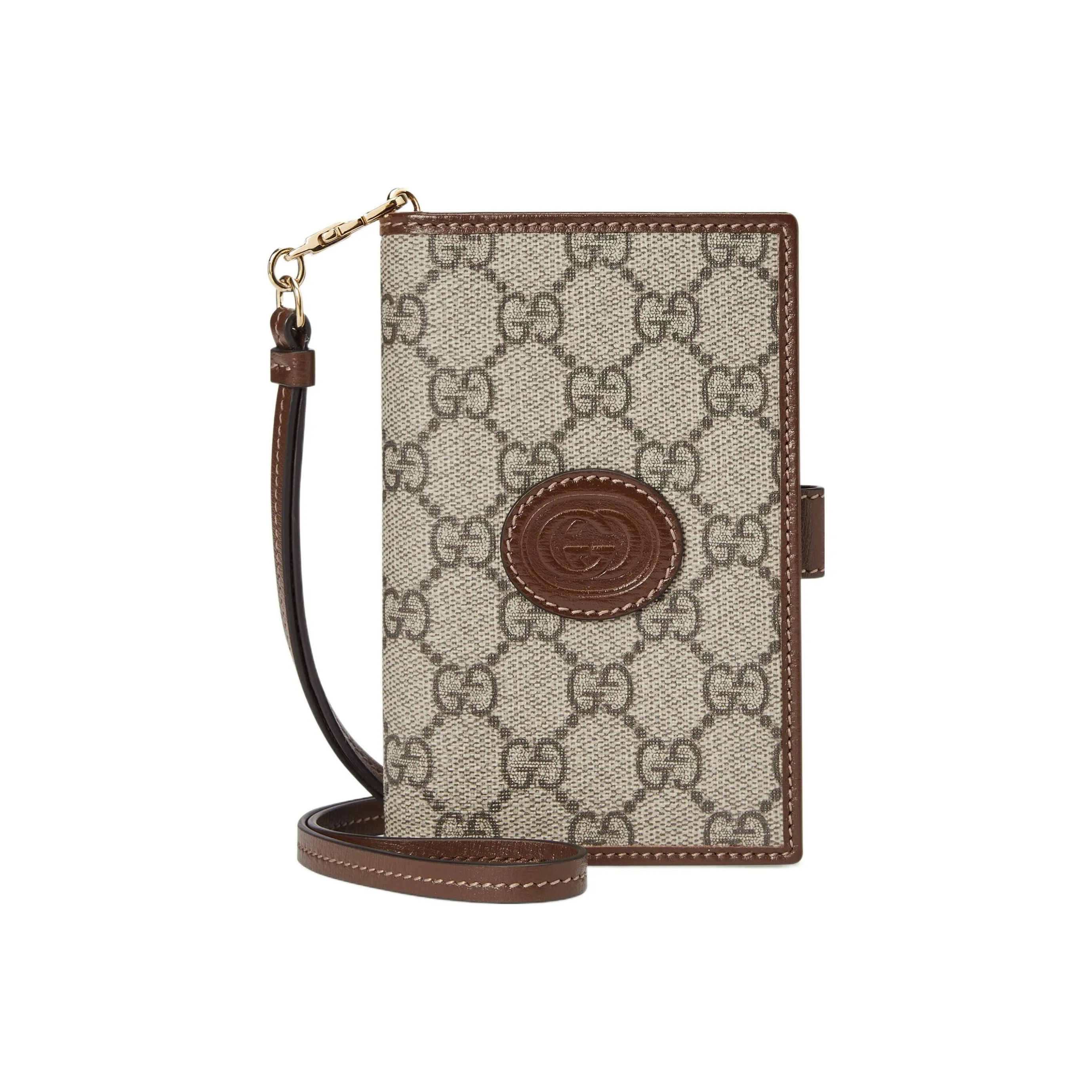 GUCCI Canvas With Leather Passport Holder Women's Beige