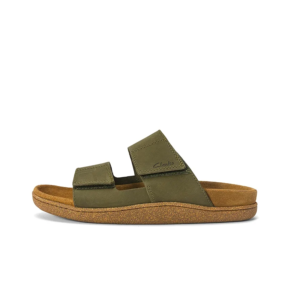Clarks Slide Slippers Men's Dark Olive Green