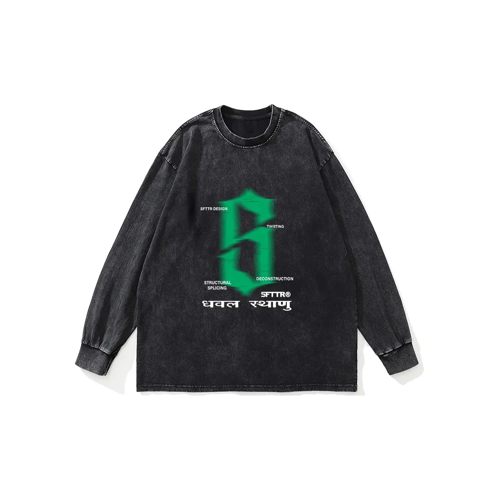 SFTTR Длинный рукав Т-рубашка Унисекс Черный