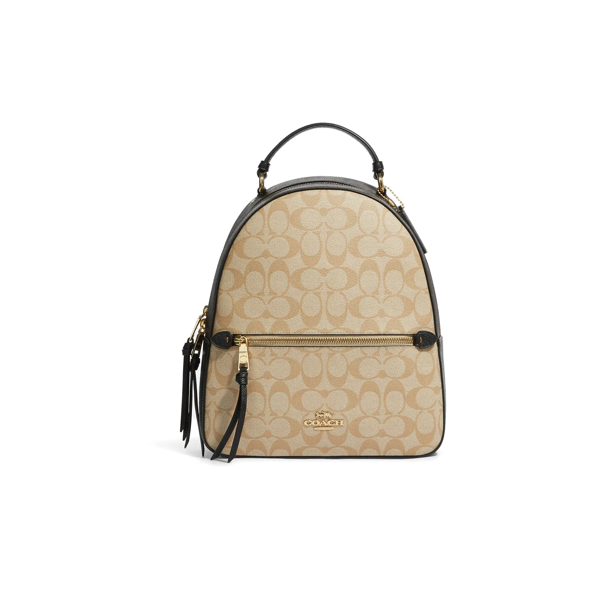 COACH Jordyn Signature Coated Canvas With Twill Leather Backpack Tubas Women's Light Khaki & Brown