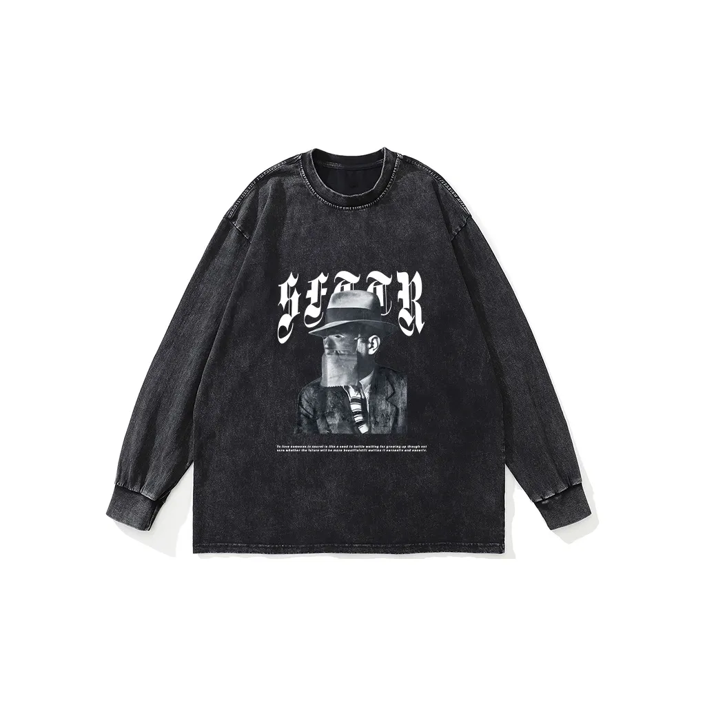 SFTTR Длинный рукав Т-рубашка Унисекс Черный