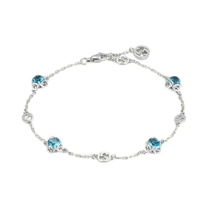 GUCCI Interlocking 18K White Gold Bracelets Women's