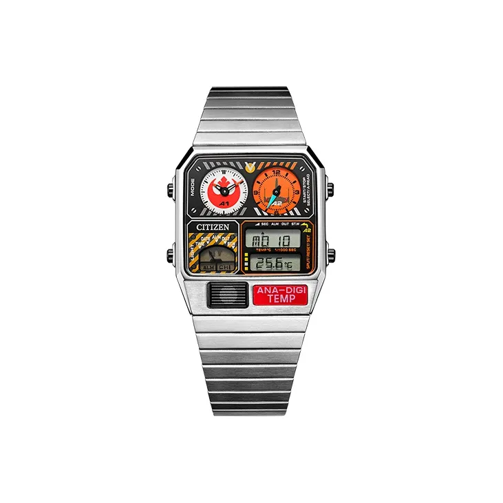 CITIZEN Star Wars Кварцевый механизм Нержавеющая сталь Ремешок Часы 32*36 мм Мужские часы Черный циферблат JG2108 52W