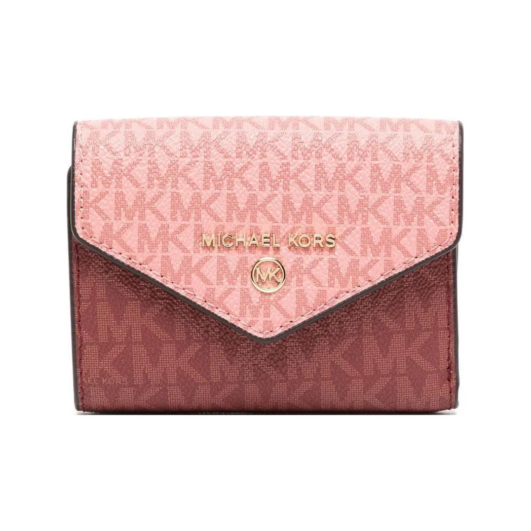 MICHAEL KORS Jet Set Coated Canvas Card Holder, Wallet Women's Pink Purple