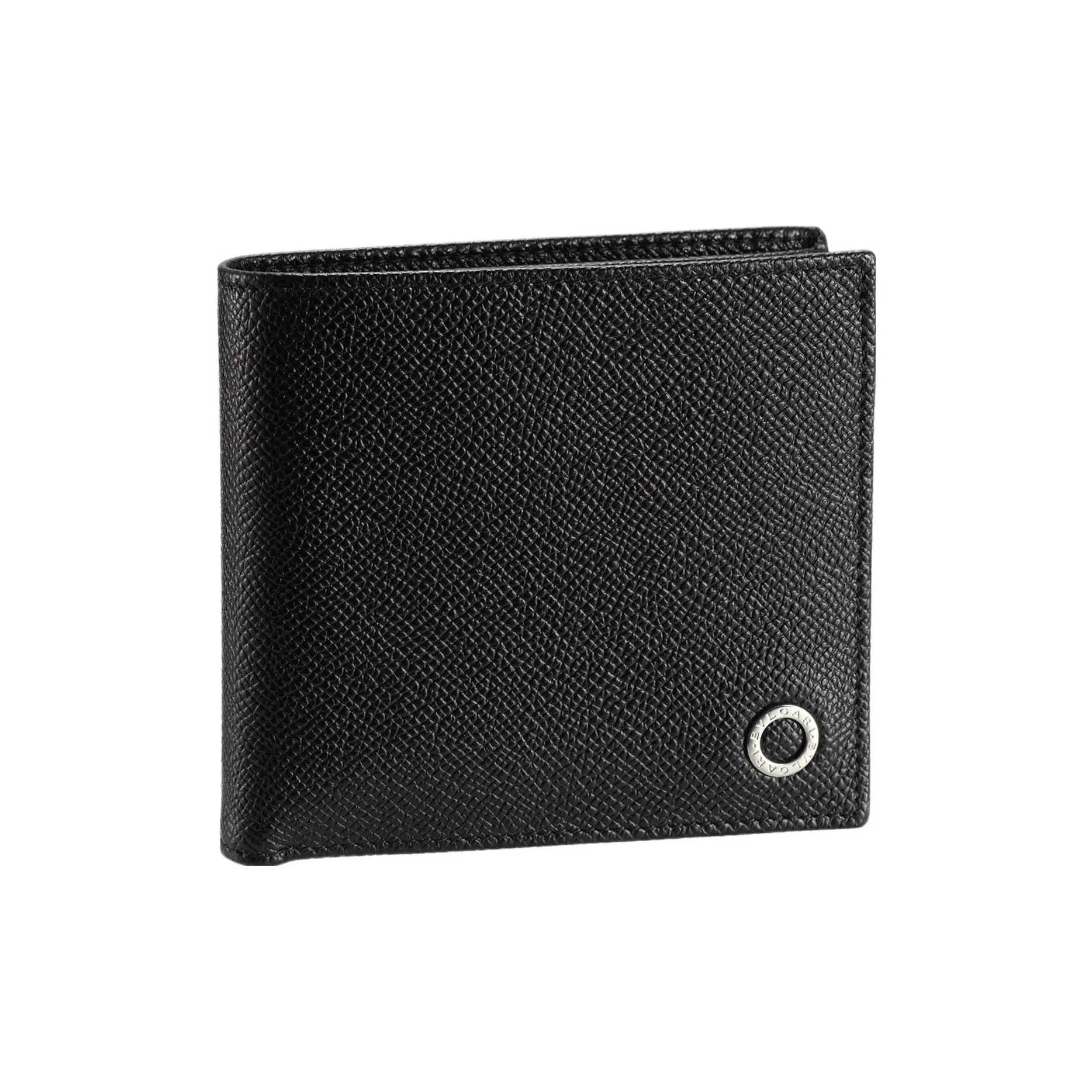 BVLGARI Calfskin Wallet Men's Black