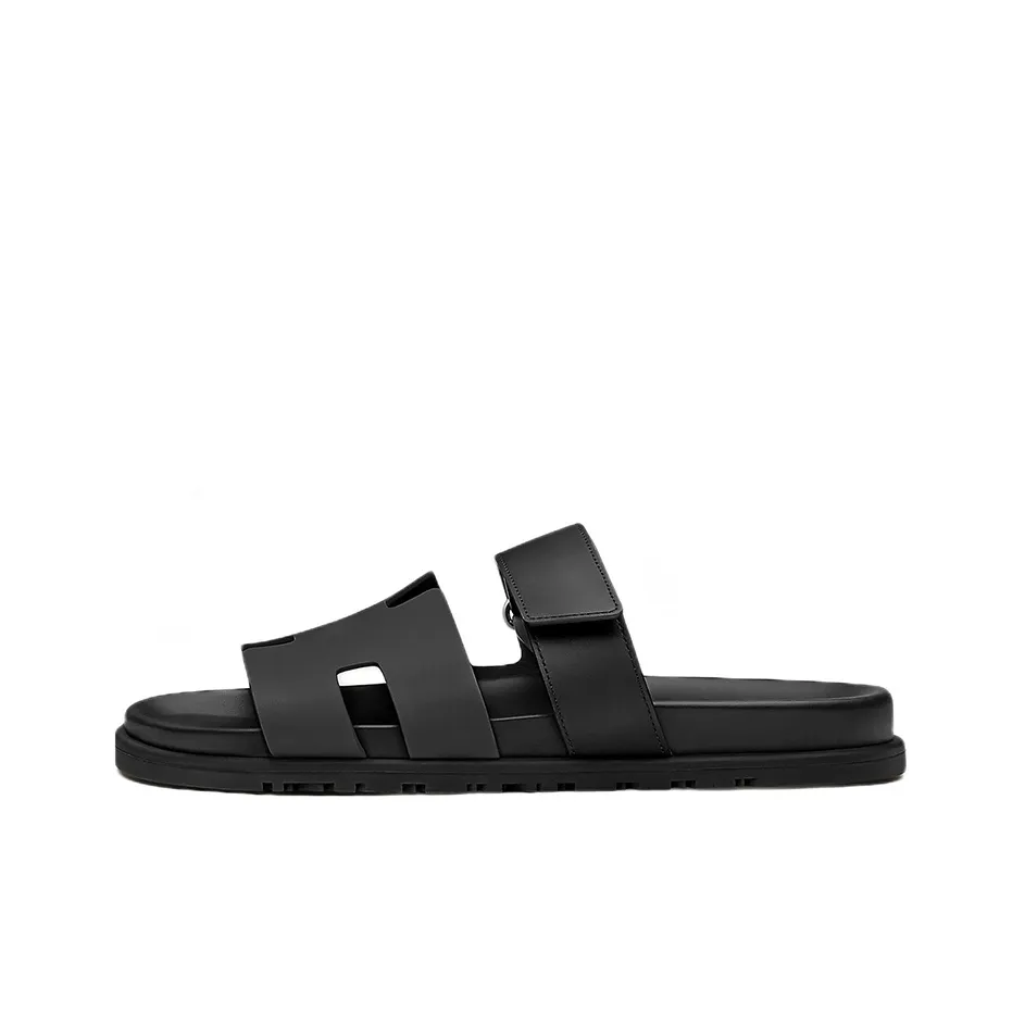 HERMES Chypre Slide Slippers Men's Black