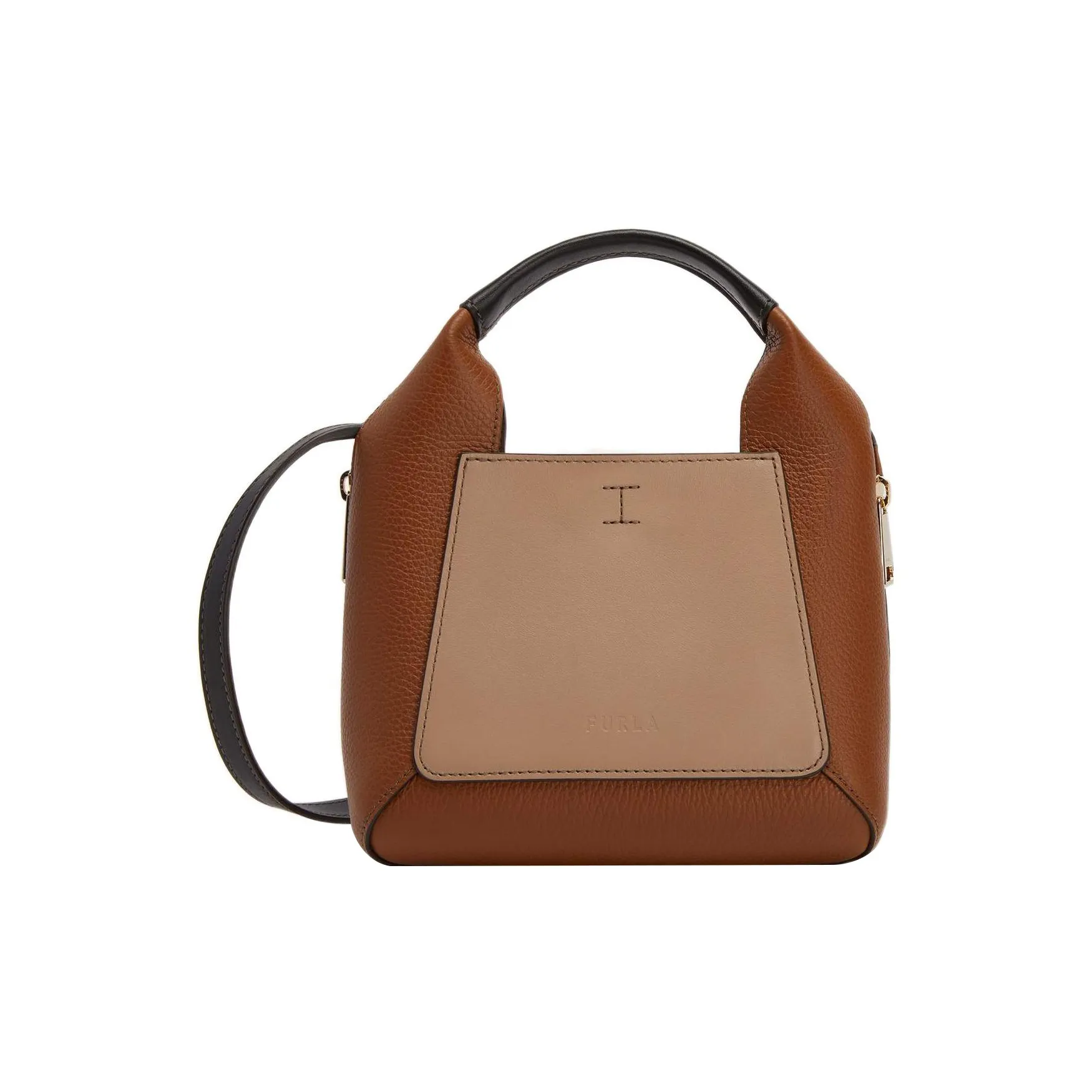 Furla Gilda Телячья кожа с GRAIN LEATHER Портативная сумка через плечо мини женская коричневый и светло-коричневый