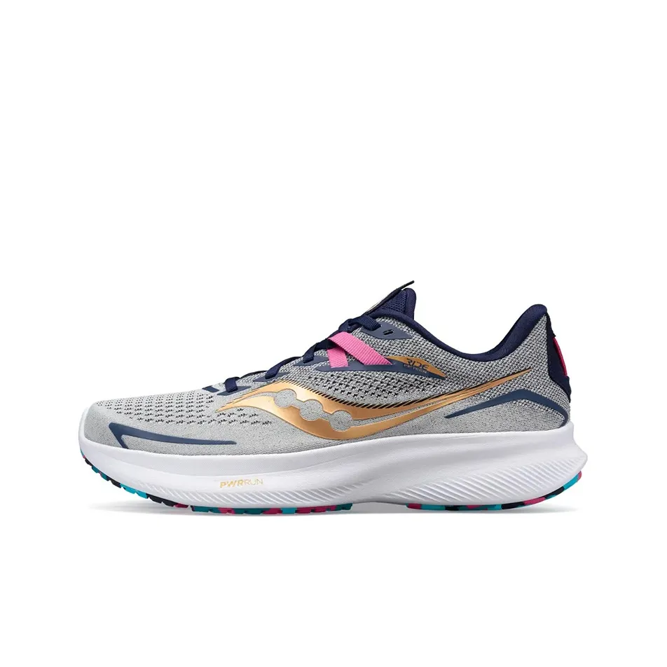 Saucony Ride 15 Cushioned Slip-Resistant Abrasion-Resistant Low-Top Training Running Shoes Men's Gray Blue
