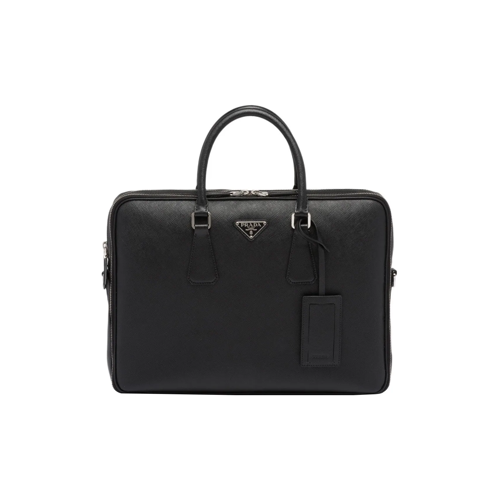 PRADA Saffiano Leather Portable Briefcases Men's Black