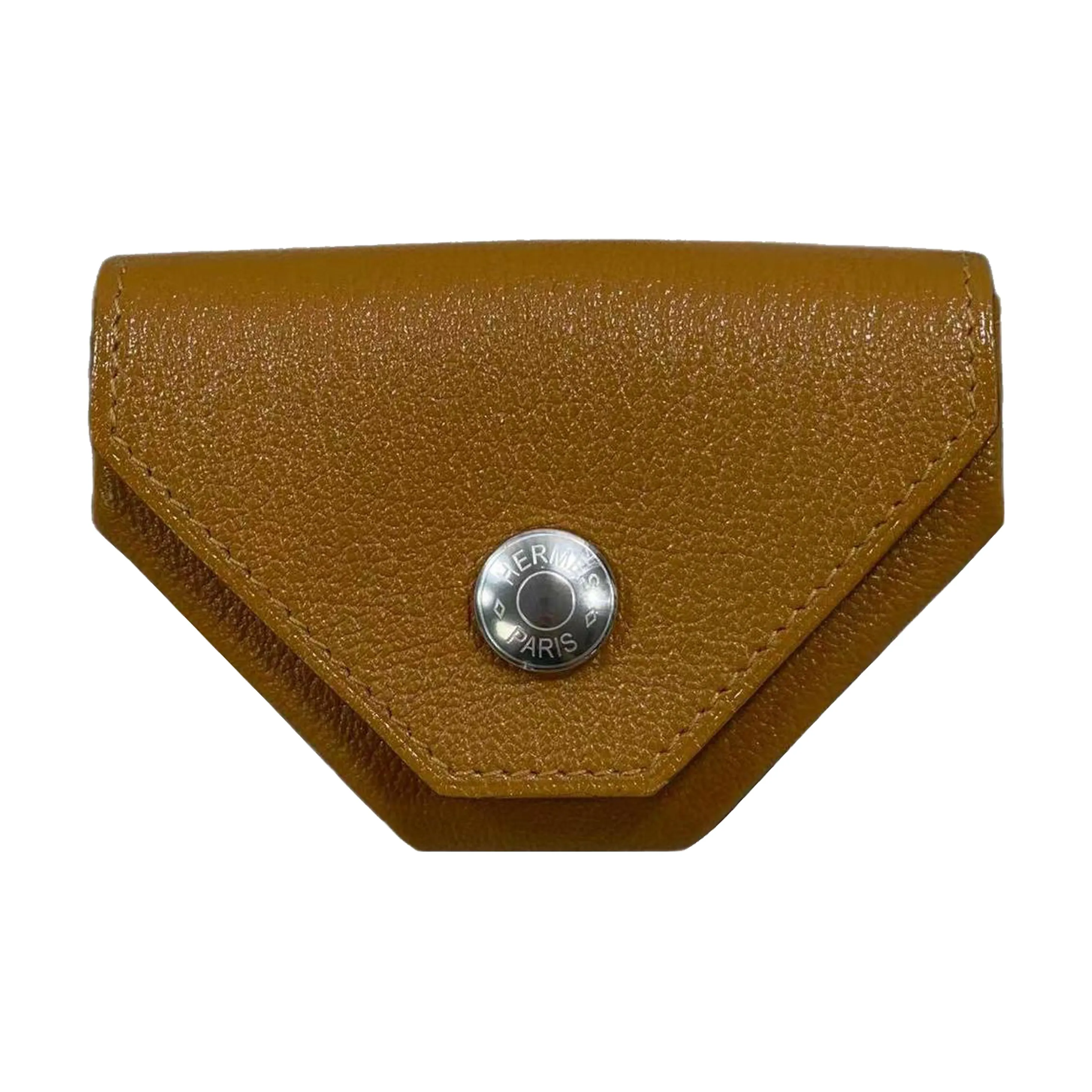 HERMES 24 Verso Mysore Шевро Картхолдер Монетница Женская Золотисто-коричневый Texas Розовый