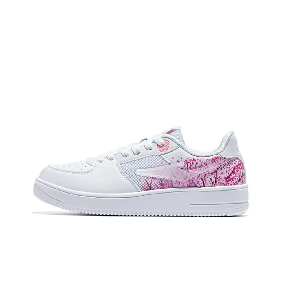 Erke Lightweight Low Top Skateboard Shoes Women's White Pink