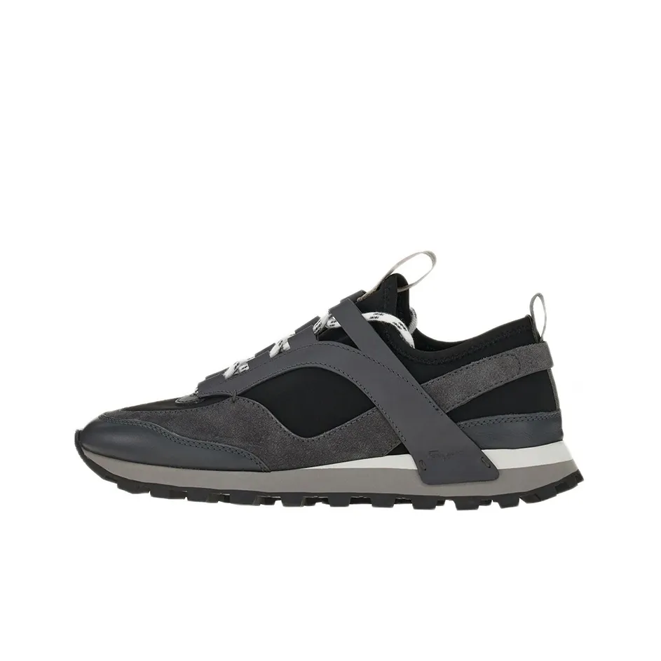 FERRAGAMO Slip Resistant, Abrasion Resistant, Breathable Low Top Sports Casual Shoes Men's Gray Black