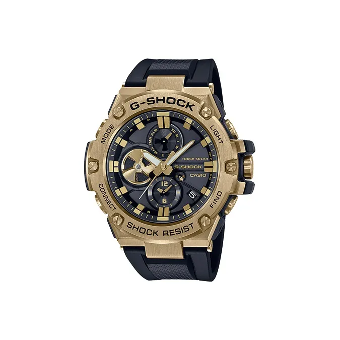 CASIO г Steel Collection Dual Display Disk Солнечный Кварцевый механизм Часы Мужские Черный циферблат