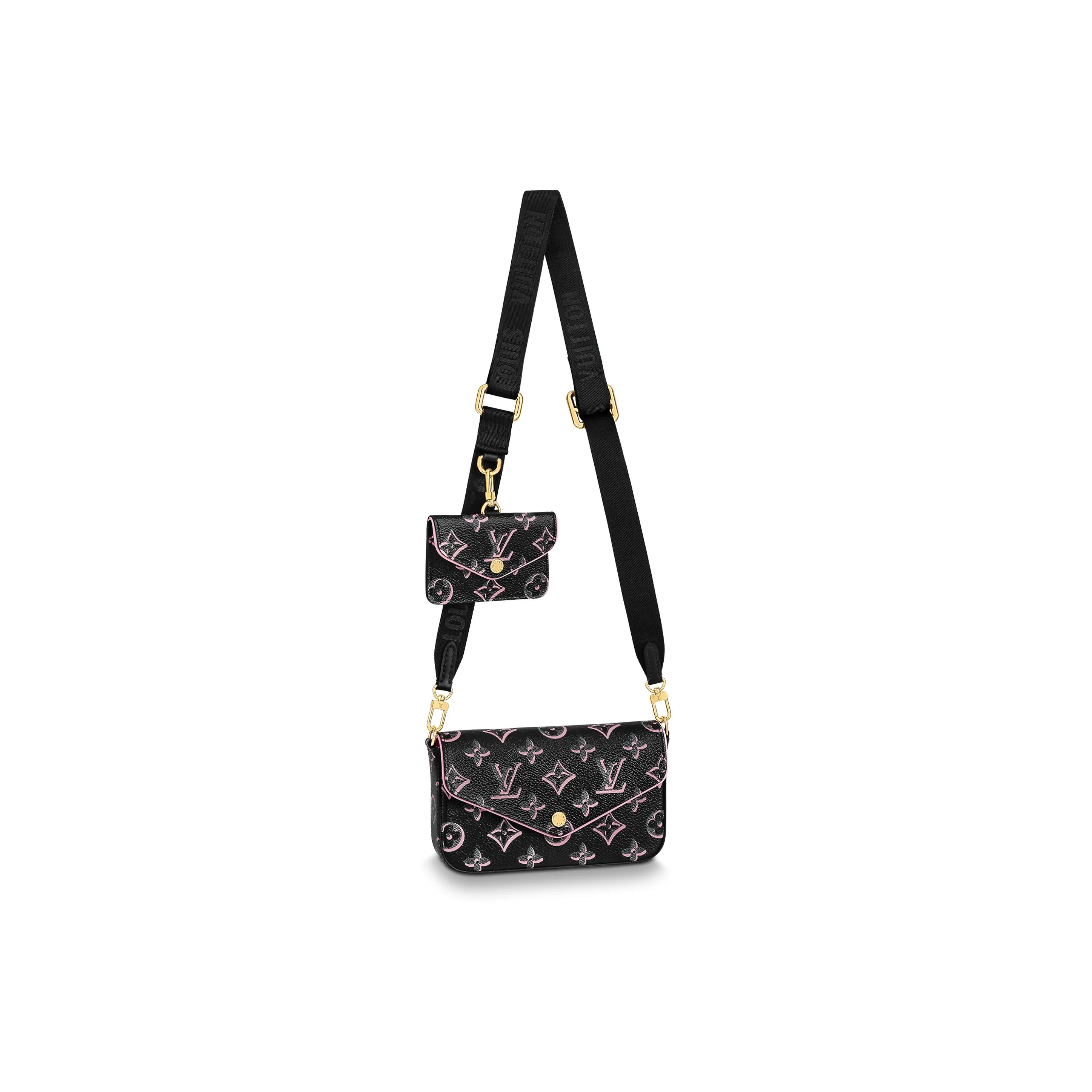 LOUIS VUITTON Félicie Strap & Go Monogram Canvas Black