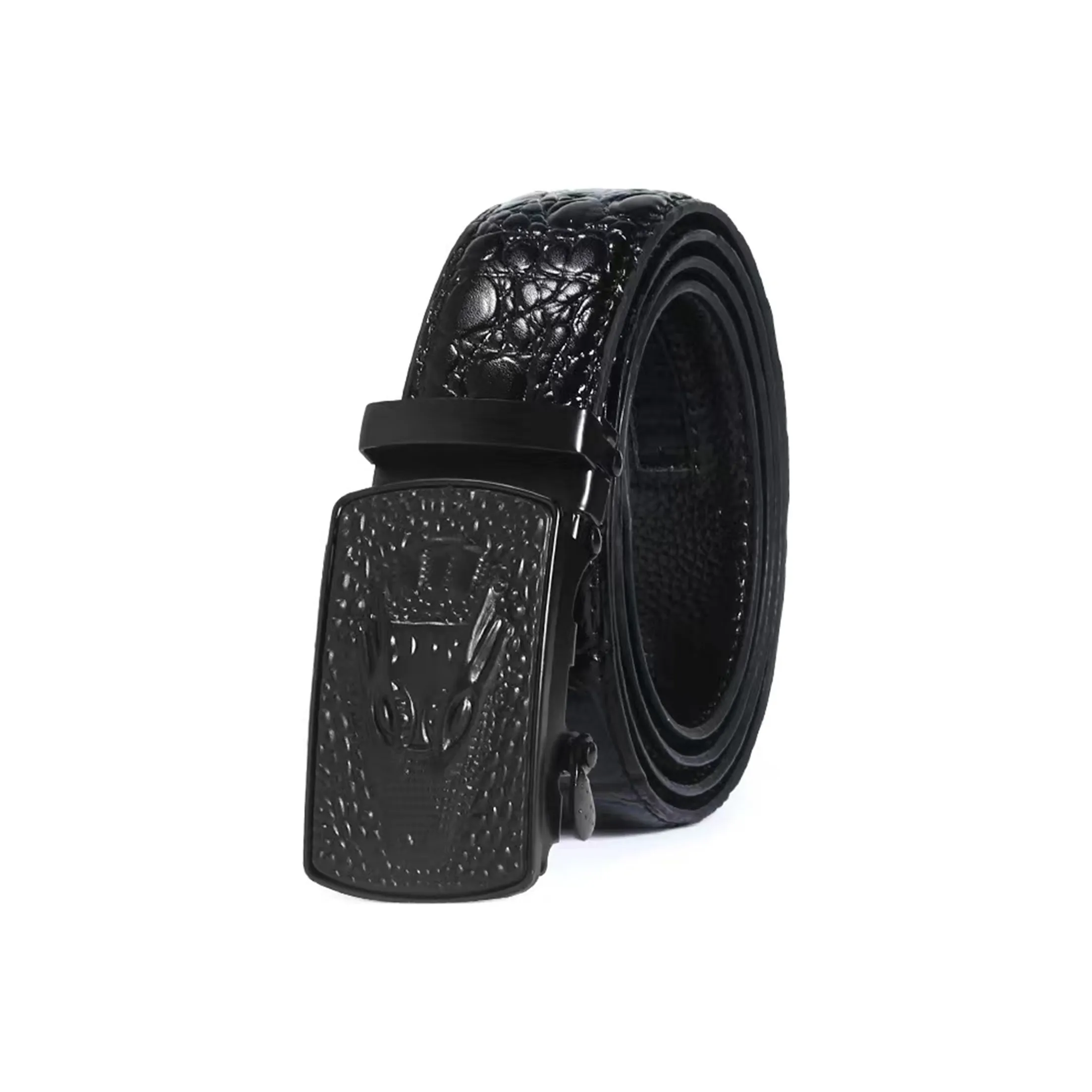 ALIEN BANG Crocodile Pattern Belt Men's Business Automatic Buckle Cow Leather Belt Men's
