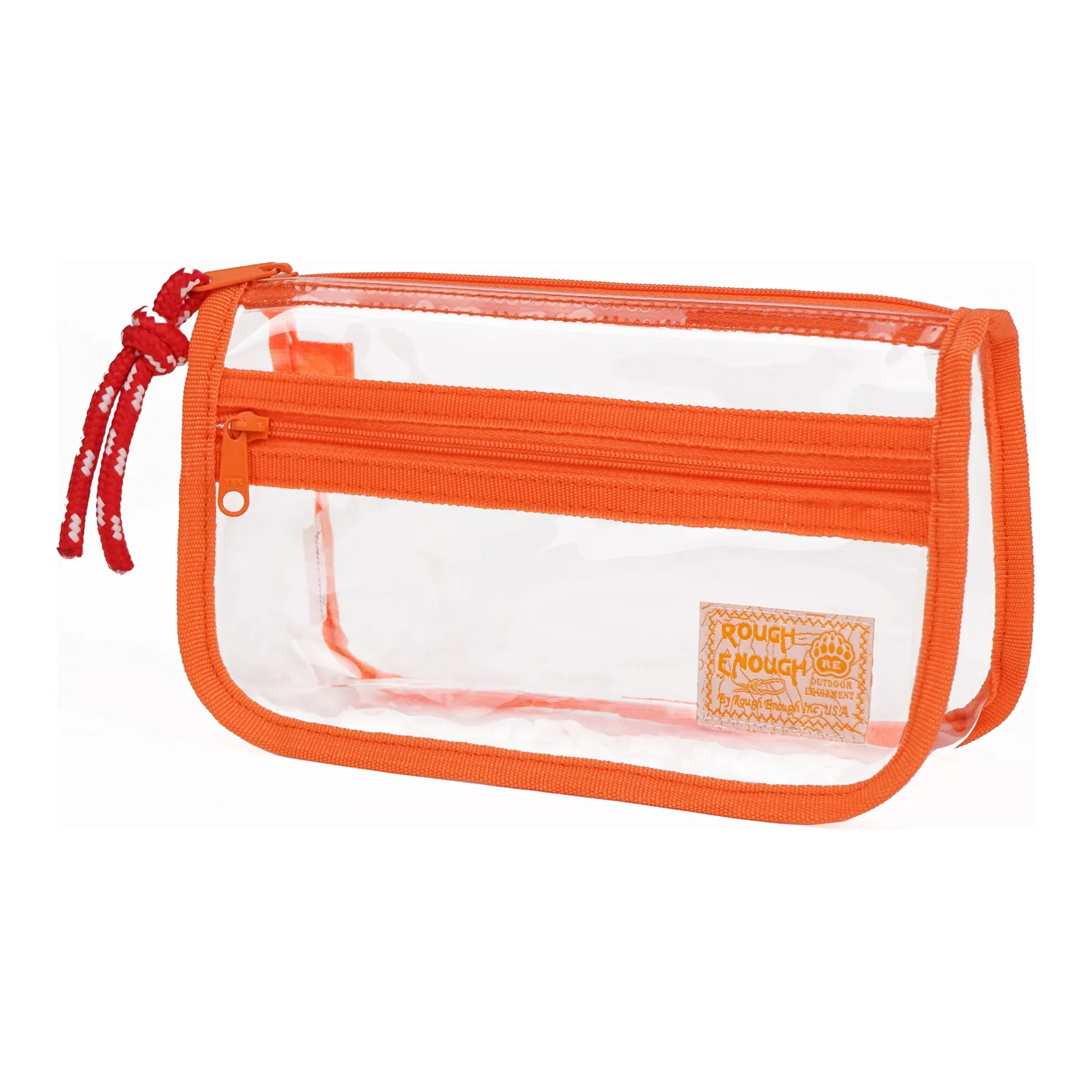 Rough Enough PVC Pen Pouch, Storage Bag, Makeup Bag, Toiletry Bag Regular Unisex Transparent Orange