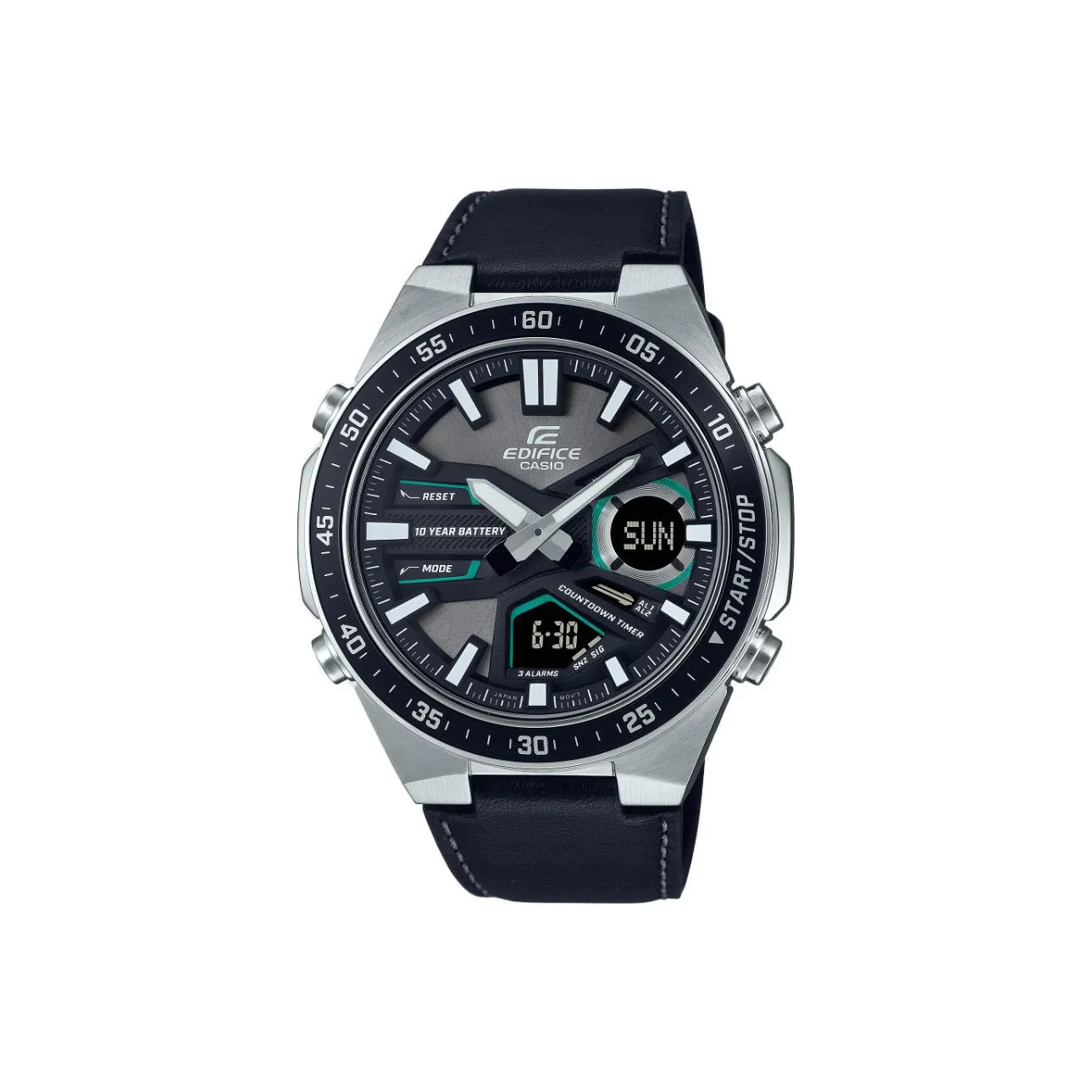 CASIO EDIFICE Collection Кварцевый механизм Естественная кожа Ремешок Часы Мужские Черный циферблат EFV C110L 1AV