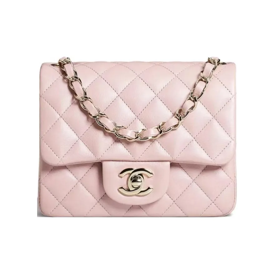 CHANEL Sheepskin Mini Square Flap Bag, Flap Bag, Shoulder Bag, Crossbody Bag Women's Light Pink